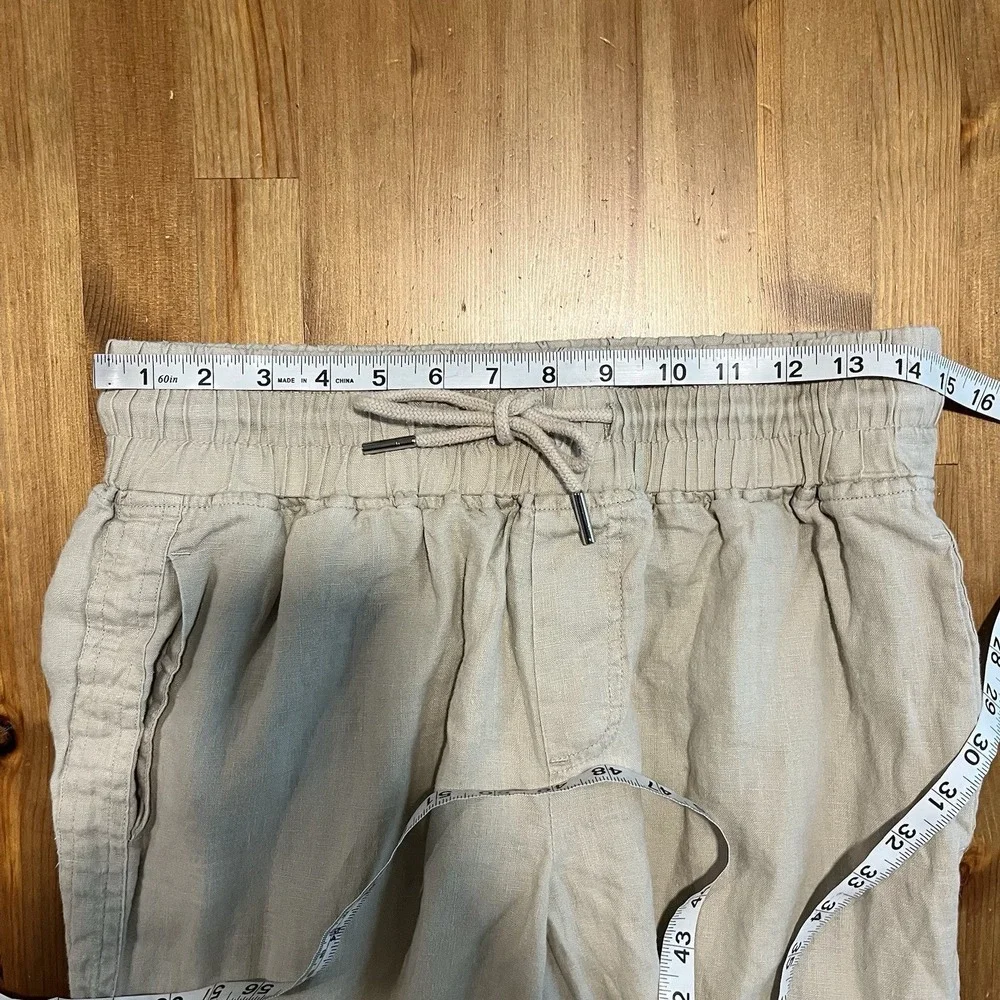 Quince European Linen Wide Leg Pants Women's Size M Driftwood Beige Drawstring